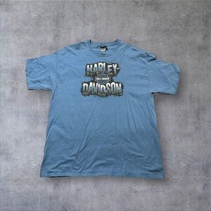 Harley Davidson blue t-shirt men’s 2XL blue short sleeve biker